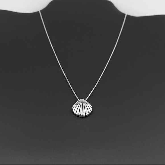 Sterling Silver Small Seashell Necklace, Beach Necklace, Silver Necklaces - Picture 2 of 14